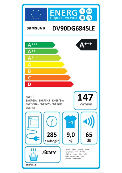 DV90DG6845LEAH A+++ Enerji Sınıfı 9 kg Isı Pompalı Beyaz Kurutma Makinesi fırsatları