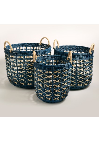 Java Rattan Sepet 34 cm Lacivert
