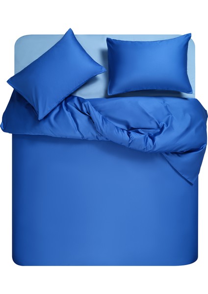 Solıd 300 Tc Çift Kişilik Pamuk Saten %100 Pamuk Saten Nevresim Seti 200X220 cm Koyu Mavi indirimleri