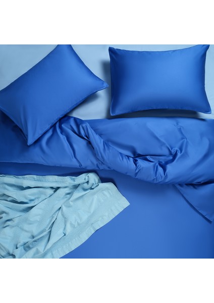 Solıd 300 Tc Çift Kişilik Pamuk Saten %100 Pamuk Saten Nevresim Seti 200X220 cm Koyu Mavi fırsatları