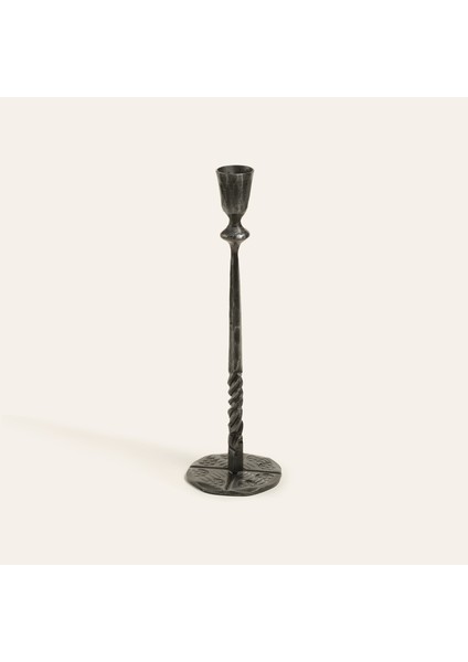 Bıjnor Metal Şamdan 8X8X27 cm Gri