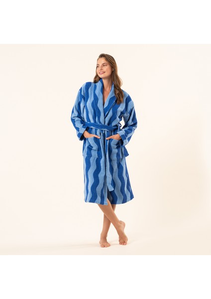 Tabea Pamuk Pamuk %100 Pamuk Bornoz - Açık Mavi - Koyu Mavi fiyatları