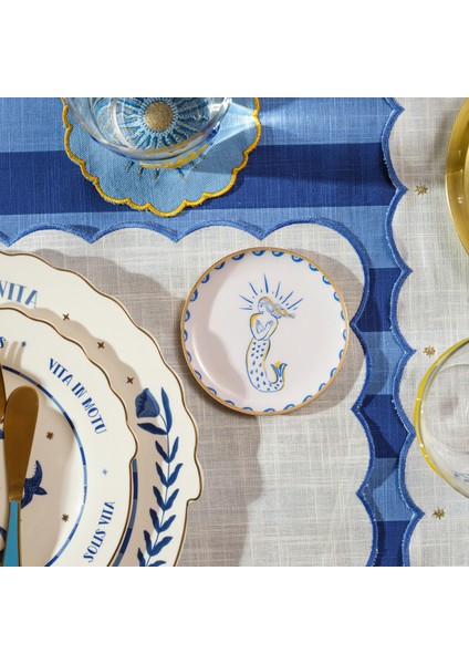 Agra Metal Dekoratif Tepsi 10X10 cm Mavi - Beyaz fırsatları