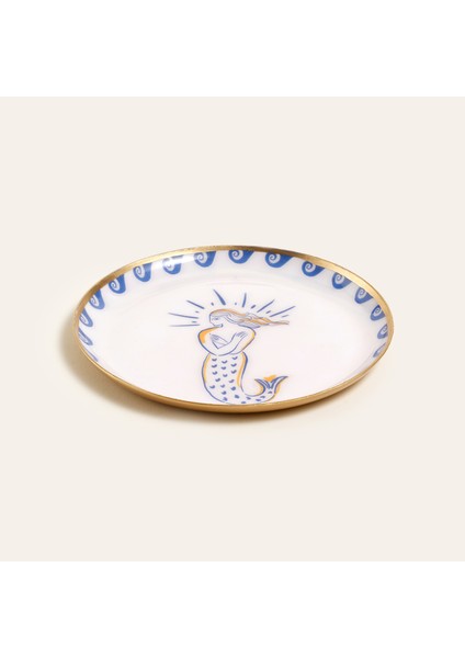 Agra Metal Dekoratif Tepsi 10X10 cm Mavi - Beyaz