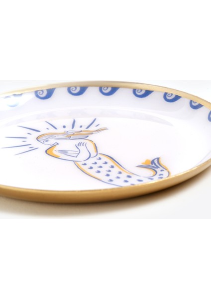 Agra Metal Dekoratif Tepsi 10X10 cm Mavi - Beyaz