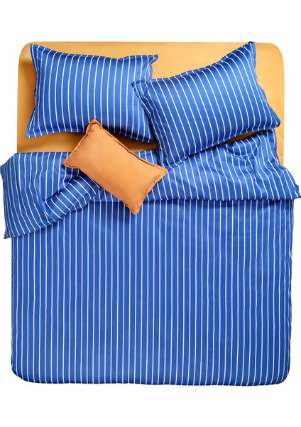 Solıd 300 Tc Geniş Çizgili Çift Kişilik Pamuk Saten Nevresim Seti 200X220 cm Koyu Mavi fiyatları