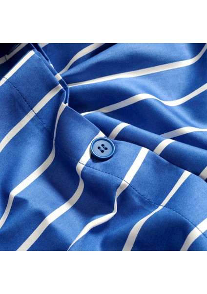 Solıd 300 Tc Geniş Çizgili Çift Kişilik Pamuk Saten Nevresim Seti 200X220 cm Koyu Mavi indirimleri