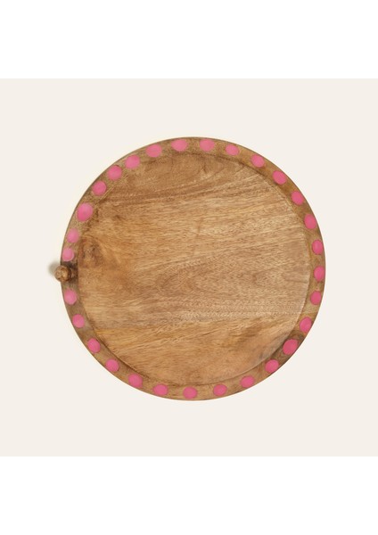 Lakrı Mango Ağacı Sunum Tahtası 30X30X2 cm Fuşya