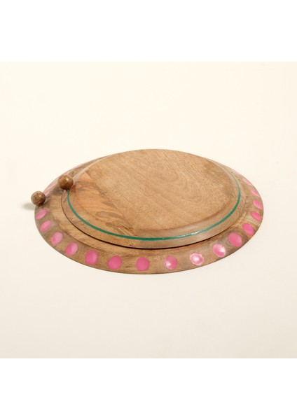 Lakrı Mango Ağacı Sunum Tahtası 30X30X2 cm Fuşya