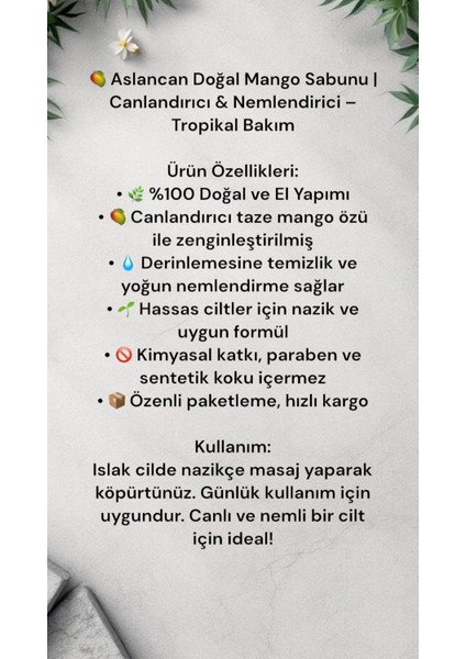 El Yapımı Doğal Mango Sabunu,doğal Sabun 1 Adet fiyatları