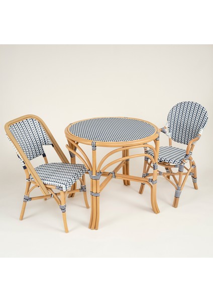 Java Rattan - Synthetıc Yemek Masası 86X86X76 cm Mavi