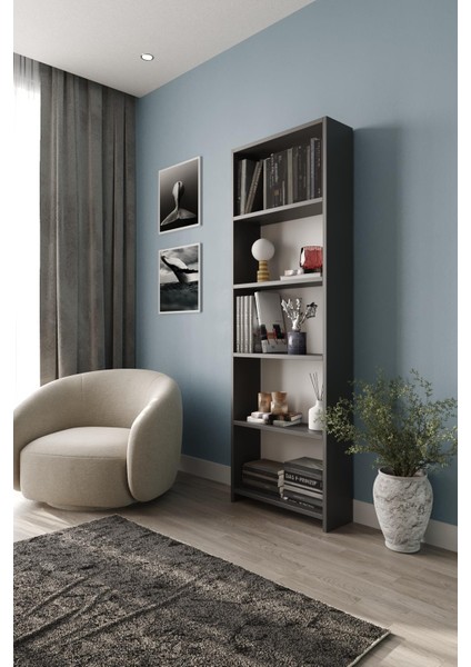 5 Bölmeli Modern Kitaplık – Çok Amaçlı Dolap & Dosya Rafı | Ev ve Ofis Için Şık Depolama Çözümü | Woodaria Mobilya​ fırsatları