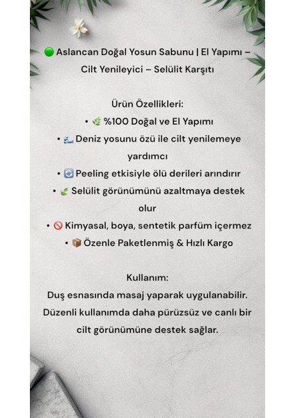 El Yapımı Doğal Yosun Sabunu,doğal Sabun 1 Adet fiyatları