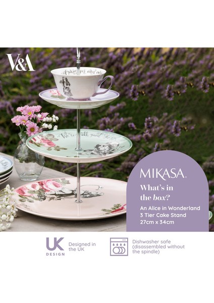 x V&a Alice In Wonderland Fine China Porselen Kek, Pasta Standı 27X34CM indirimleri