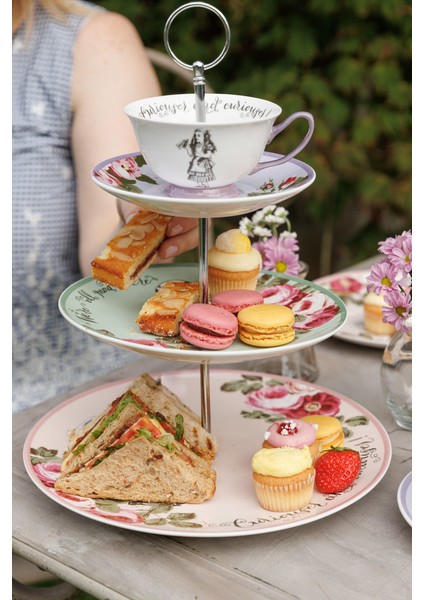 x V&a Alice In Wonderland Fine China Porselen Kek, Pasta Standı 27X34CM