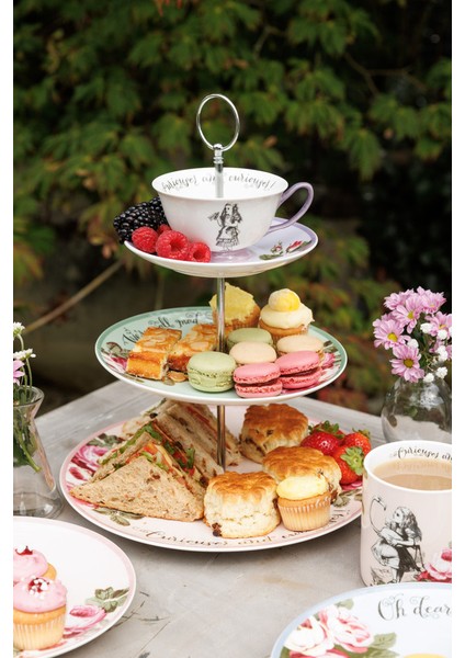 x V&a Alice In Wonderland Fine China Porselen Kek, Pasta Standı 27X34CM