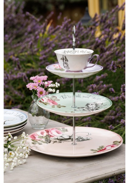 x V&a Alice In Wonderland Fine China Porselen Kek, Pasta Standı 27X34CM