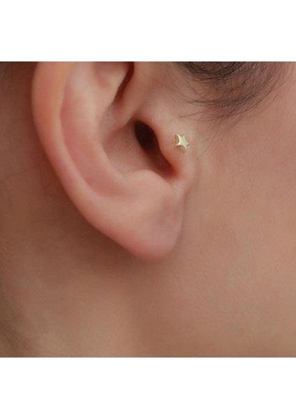 14 Ayar Altın Yıldız Tragus Piercing
