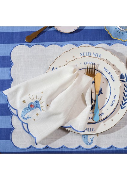 Nilüfer Overloklu Nakışlı Pamuk Peçete 45X45 cm Ekru fiyatları