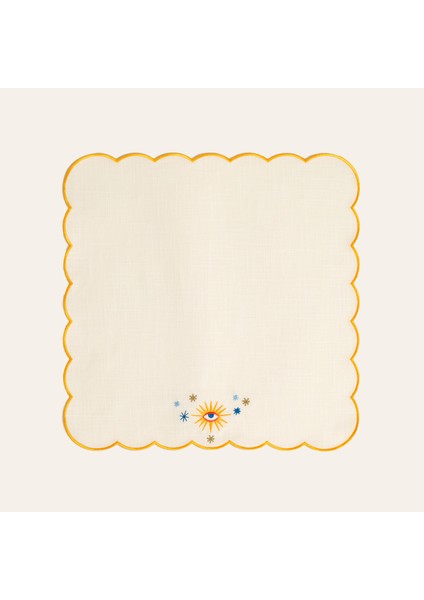 Nilüfer Overloklu Nakışlı Pamuk Peçete 45X45 cm Ekru fırsatları