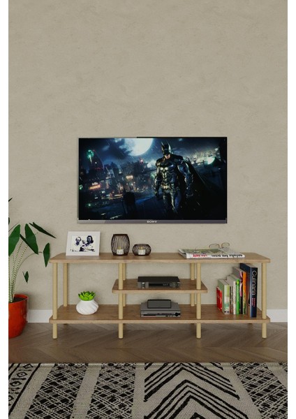 Ahşap Tv Ünitesi – 120 cm – 3 Katlı Açık Raflı Televizyon Sehpası – 30X43X120 cm fiyatları