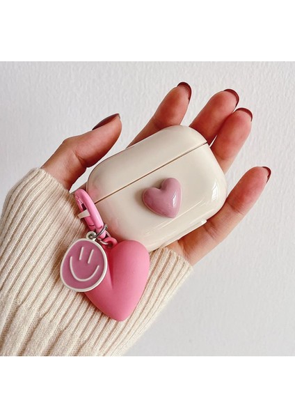 Airpods Pro 2. Nesil Uyumlu Roze Kalp Kopçalı Kulaklık Kılıfı