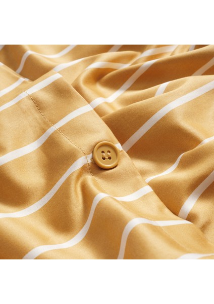 Solıd 300 Tc Geniş Çizgili Çift Kişilik Pamuk Saten Nevresim Seti 200X220 cm Sarı indirimleri