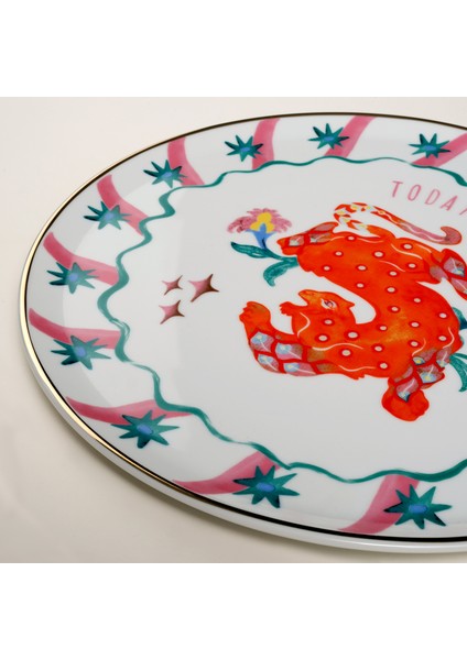 Lublın Porselen Pizza Tabağı 33X33X1.5 cm Turuncu - Yeşil indirimleri