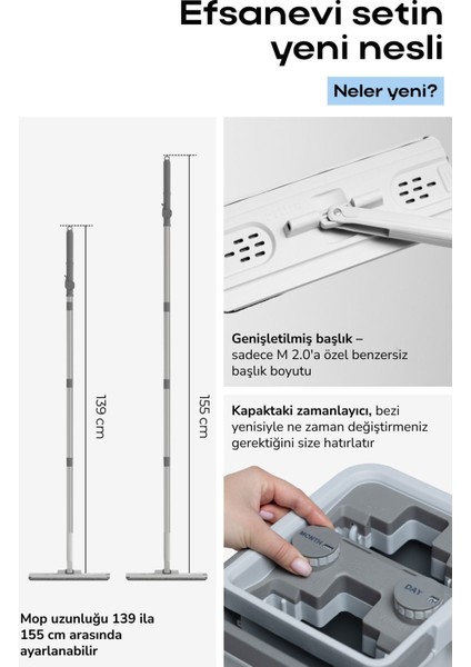Elite Tablet Mop Temizlik Seti Yeni Nesil Paspas Medıum V2 - Beyaz 1 Adet