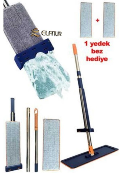 Elite Kendinden Sıkmalı Mop Paspas Takım - 1 Adet Yedek Mikrofiber Mop Bezi Hediyeli 1 Adet