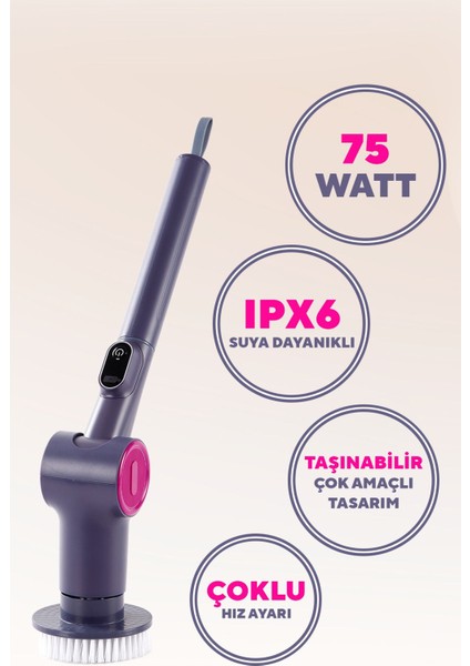 Elite 9in1 Şarjlı Çok Amaçlı Temizlik Fırçası Seti Hscr-01 1 Adet