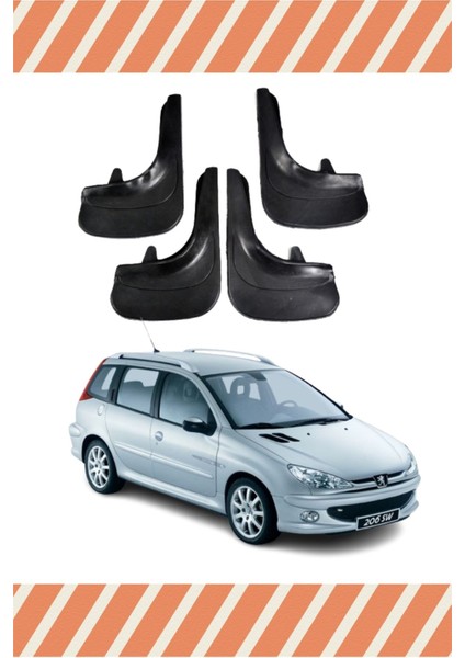 Peugeot 206 Stw Tüm Kasalar 4’lü Tozluk Çamurluk Paçalık Dayanıklı Malzeme