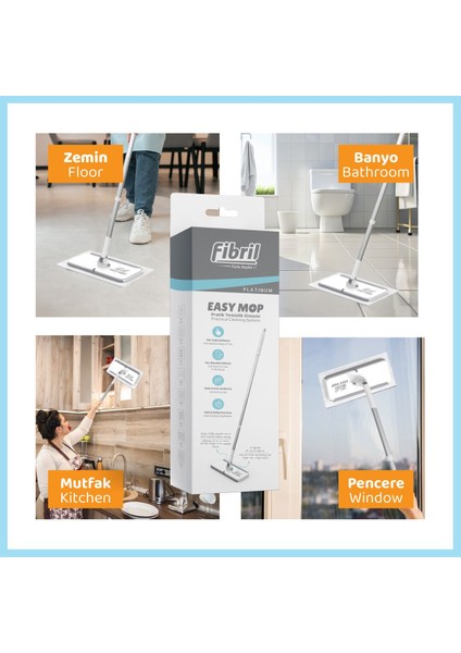 Elite Easy Mop Pratik Temizlik Sistemi + 3 Paket Temizleme Havlusu 120 Yaprak 1 Adet