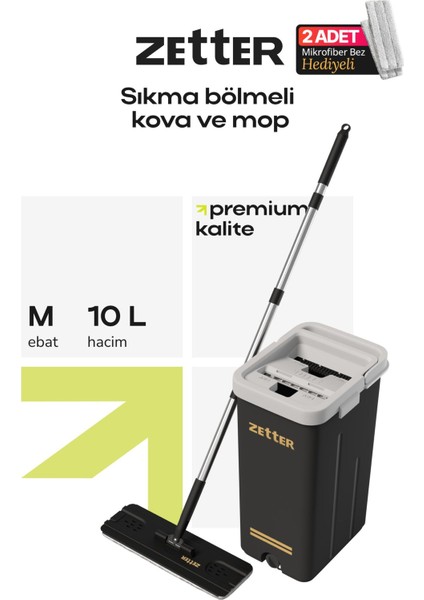 Elite Tablet Mop Temizlik Seti Yeni Nesil Paspas M Boy - Siyah 1 Adet