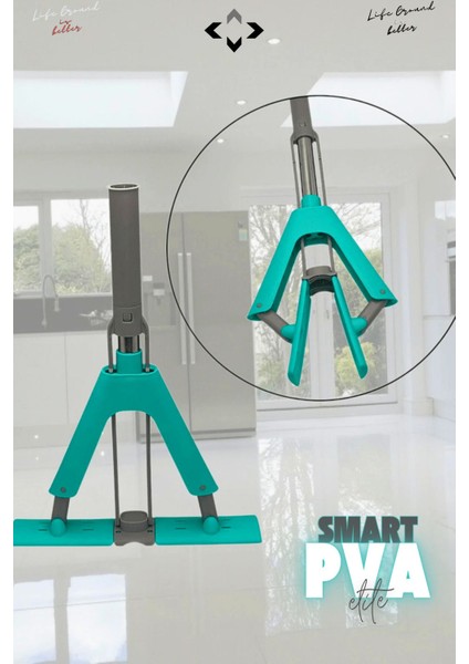 Elite Elite Smart Pva Kelebek Mop Sıkmalı Pva Mop Islak ve Kuru Yüzey Mopu Mikrofiber Temizlik Mopu 1 Adet