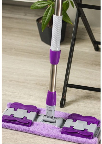 Elite 1 Adet Yedek Bez Hediyeli Yer Mopu Fayans Parke Zemin ve Duvar Mopu Mikrofiber Mandallı Mop 1 Adet