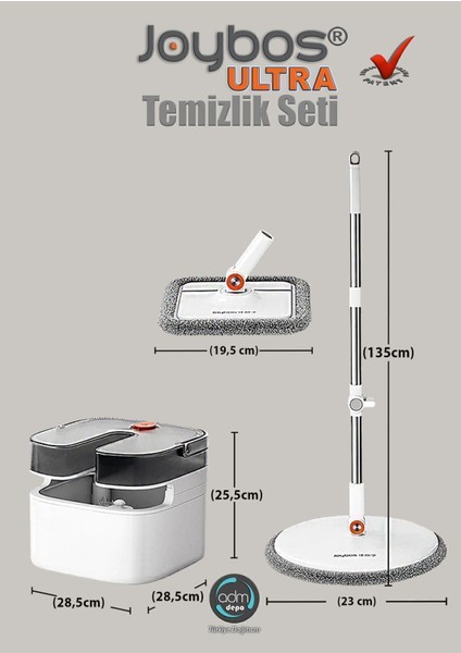 Elite Temiz ve Kirli Suyu Ayıran 2 Başlıklı Temizlik Seti (Yuvarlak Vekare Başlık) 1 Adet