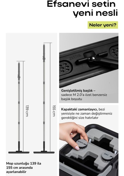 Elite Tablet Mop Temizlik Seti Yeni Nesil Paspas Medıum V2 - Siyah 1 Adet