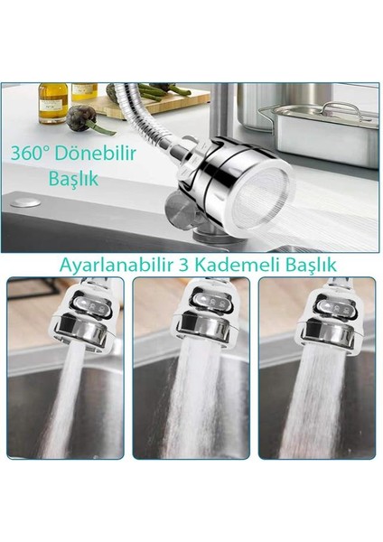 Sunup SN-27117 3 KADEMELI Tasarruflu Universal Mutfak Musluk Başlığı