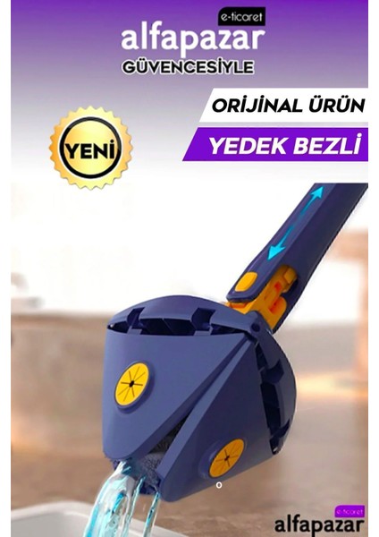 Elite Üçgen Mop Cam Duvar Tavan Fayans Parke Temizleyici Kendinden Sıkmalı Cam Sileceği 1 Adet