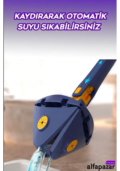 Elite Üçgen Mop Cam Duvar Tavan Fayans Parke Temizleyici Kendinden Sıkmalı Cam Sileceği 1 Adet