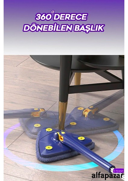 Elite Üçgen Mop Cam Duvar Tavan Fayans Parke Temizleyici Kendinden Sıkmalı Cam Sileceği 1 Adet