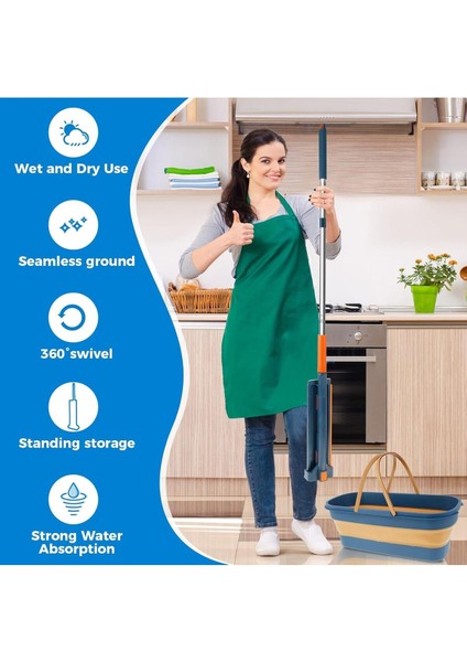 Elite Mop ve Katlanabilir Kova Seti - Mikrofiber, Paslanmaz Çelik, 360° Döner Başlıklı 1 Adet fiyatları