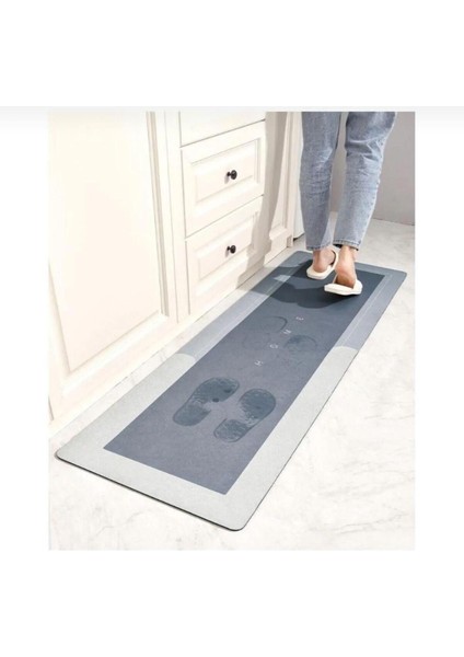 Elite Kaymaz Taban Sihirli Su Emen Banyo, Lavabo Paspası 40*120 cm Gri 1 Adet