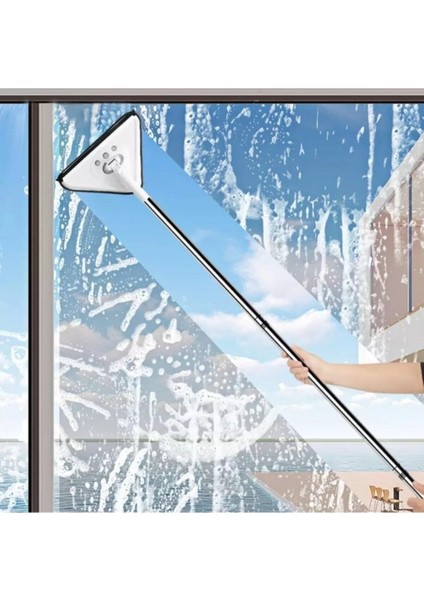 Elite Teleskopik 3 Sopalı Toplam 3 Bezli Üçgen Camsil Duvar Yüzey Cam Silme Aparatı Mop ZARIFF01 1 Adet