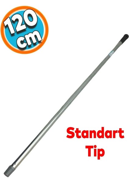 Elite Standart Metal Vidalı Fırça Çekçek Süpürge Sapı Gri 120CM 1 Adet