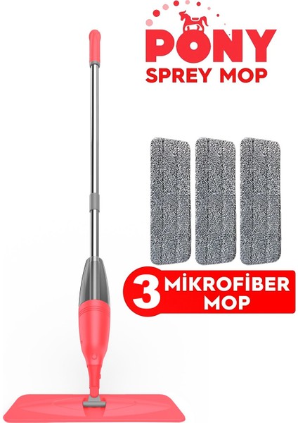 Elite Sprey Mop 3 Adet Mikrofiber Mop Paspas Temizlik Seti Somon 1 Adet