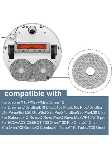 Elite Xiaomi Mi Robot Vacuum S10 PLUS,X10 Plus Uyumlu 4 Adet Mop Paspas Seti 1 Adet
