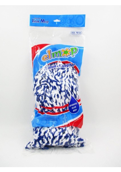 Elite PM04 Yedek Takozlu Vidalı Mop Paspas Püskül Ucu - Pamuklu Mikrofiber Ipli Mop Yedeği Başlığı 1 Adet