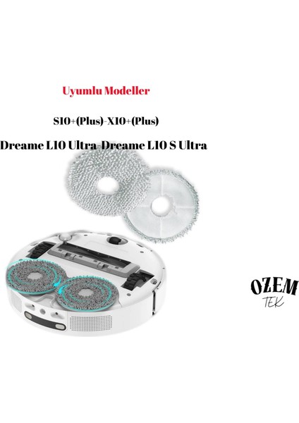 Elite Xiaomi Mi Robot Vacuum S10 PLUS,X10 Plus Uyumlu 2 Adet Mop Paspas Seti 1 Adet